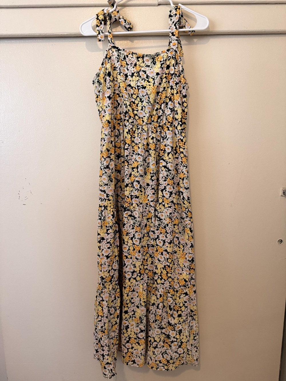 Sanctuary Floral Smocked Black and Yellow Maxi Dress